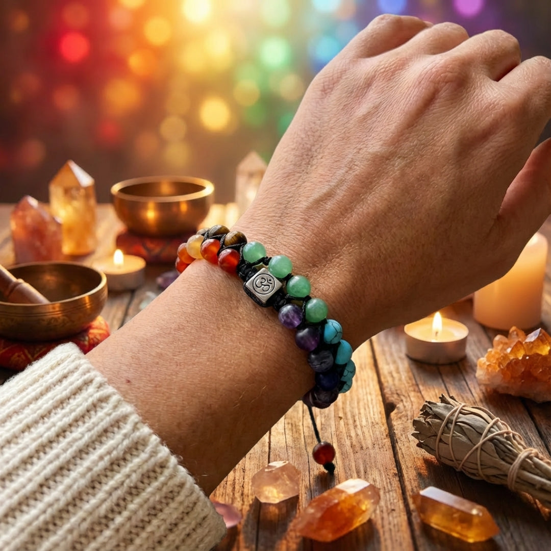 Verstellbares Chakra-Armband Naturstein-Energieperlen Meditation Yoga Spiritualität Wohlbefinden Unisex-Schmuck | Sansoti