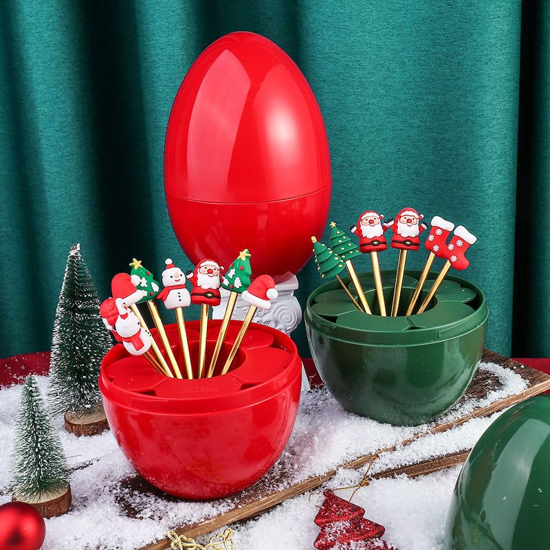 Set de couverts festifs de Noël, cuillère et fourchette en acier inoxydable, or et argent, vaisselle décorative pour table de réveillon | Sansoti