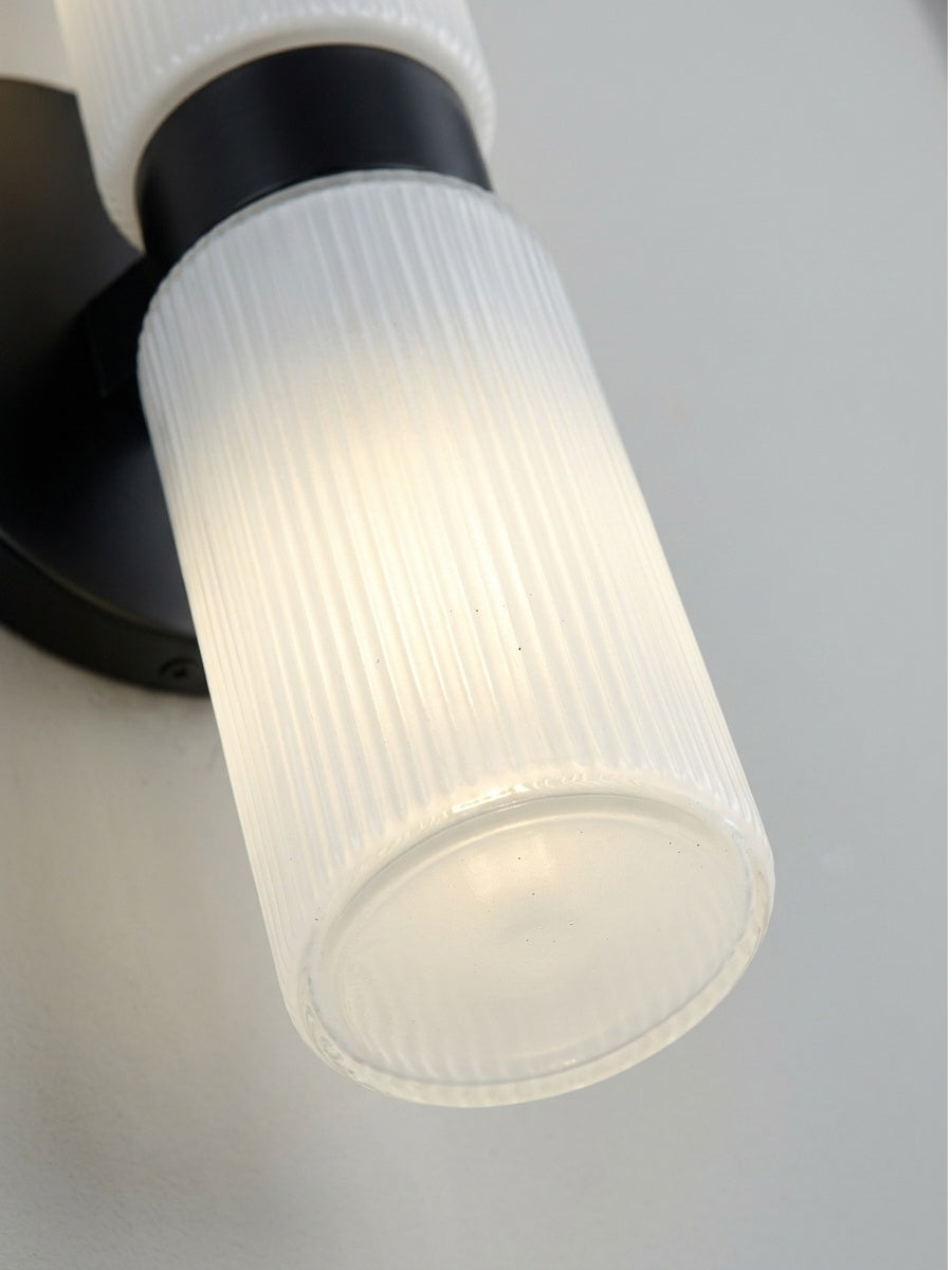Wandlamp met dubbele geribbelde glazen buizen – hedendaagse wandverlichting voor hal en entree | Sansoti
