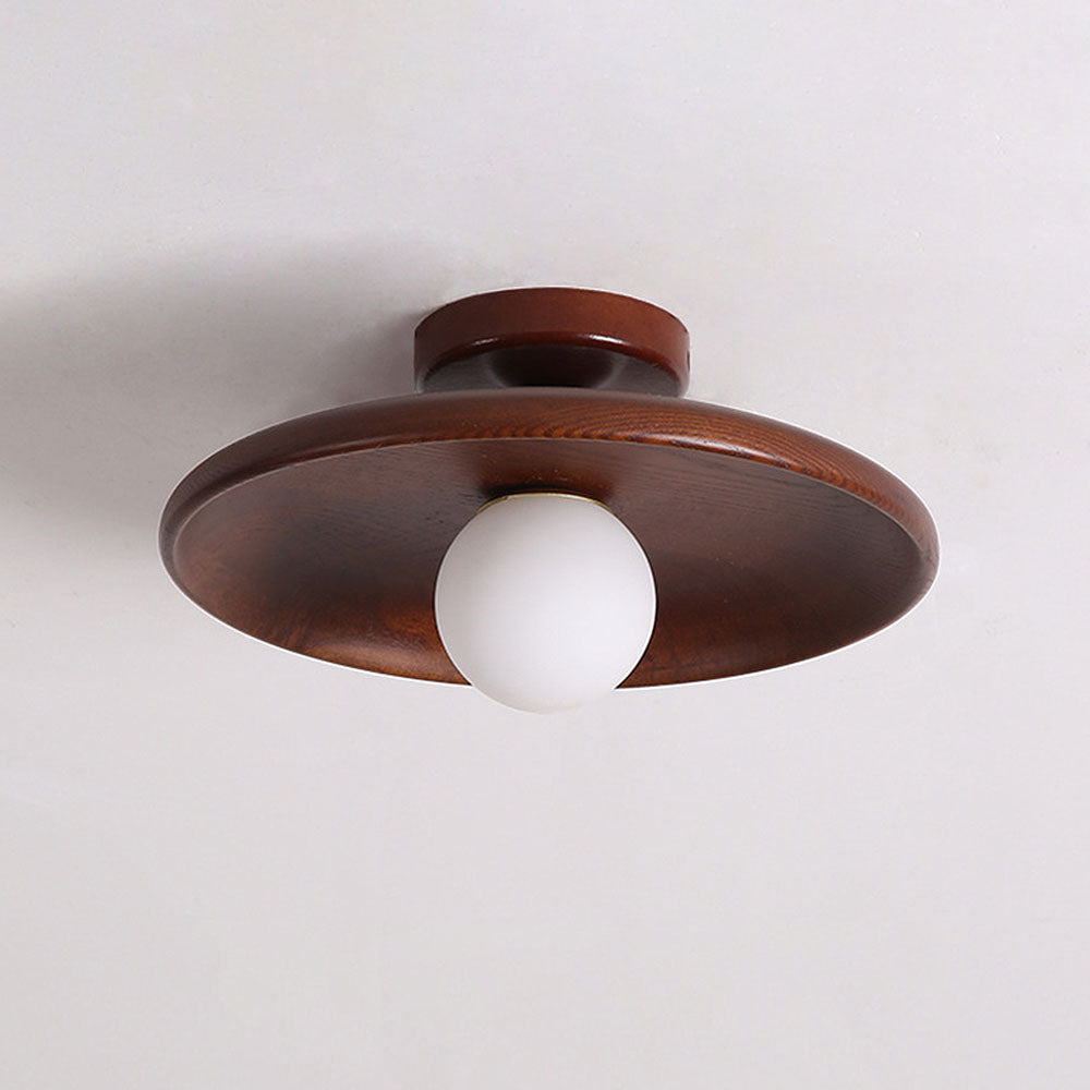 LED Plafondlamp Hout 15cm G4 Warm Licht Woonkamer Slaapkamer Gang Houten Plafondlamp Compact Rond Design | Sansoti