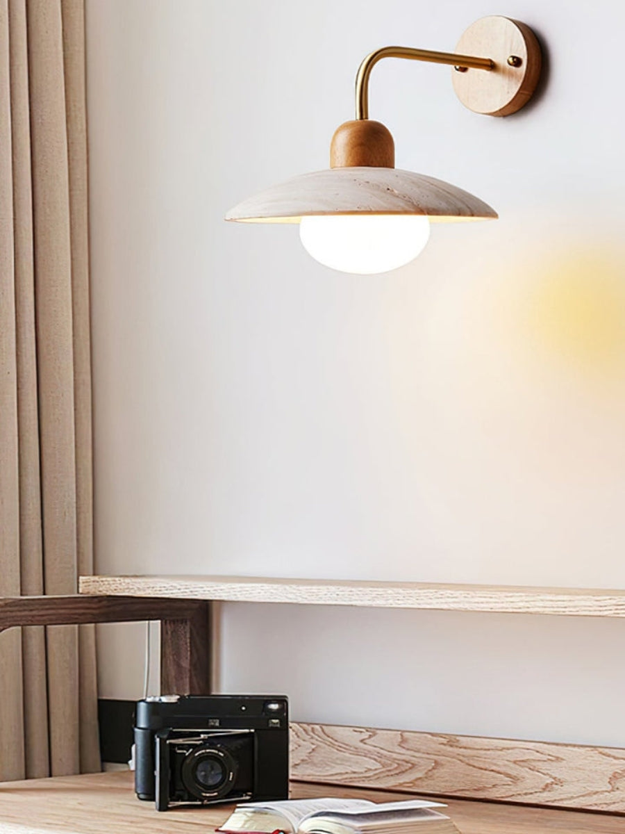 Travertijn Wandlamp Minimalistische Schijf Design Natuursteen Verlichting voor Woonkamer Slaapkamer Gang Moderne Interieur Wandverlichting met Warm Licht | Sansoti