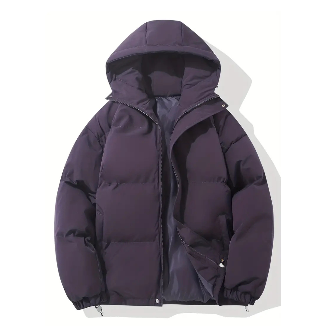 Quilted Women's Jacket, Water-Repellent, Lightweight Polyester, with Hood and Zipper, Winter Outdoor, Black Pink Purple White | Sansoti