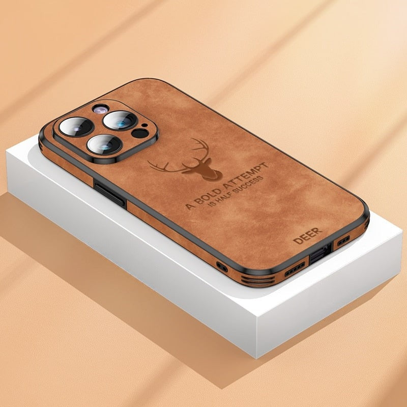 Luxe Wildleren iPhone Hoes Zwart Bruin Donkergroen Lichtblauw Beschermhoes met Shockabsorptie Camerabescherming | Sansoti