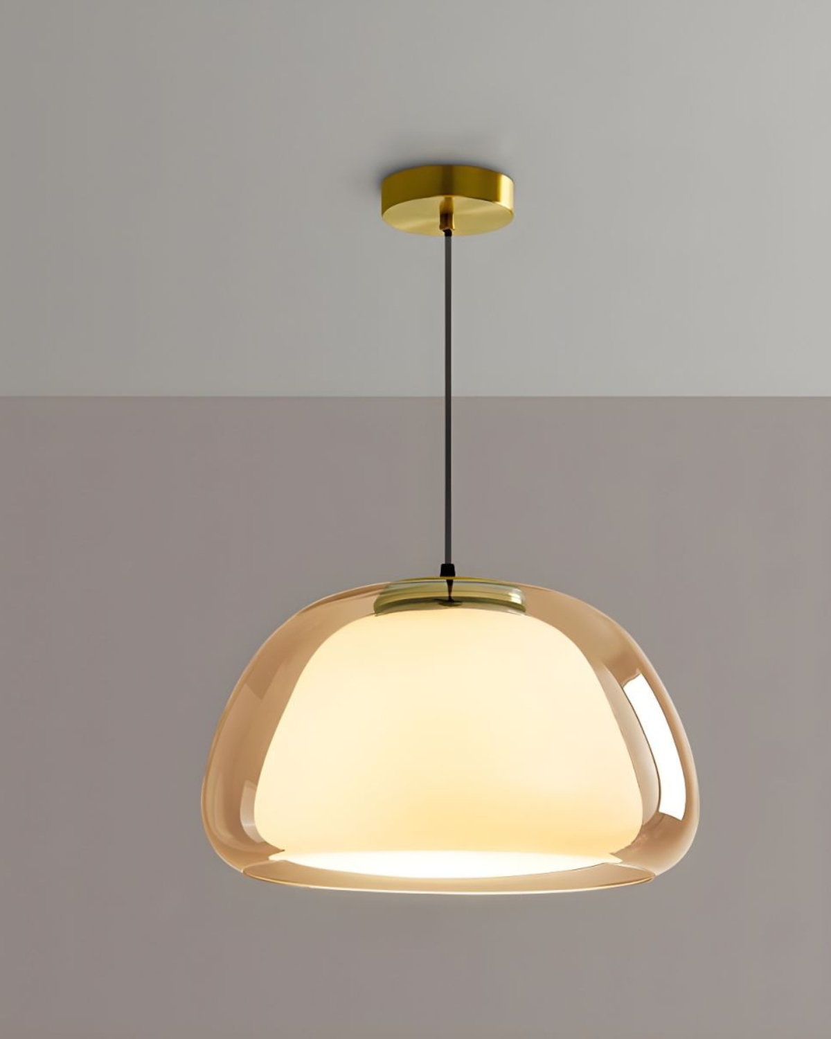Luxe Glazen Hanglamp Met Mat En Transparant Glas In Minimalistisch Japandi Design | Sansoti