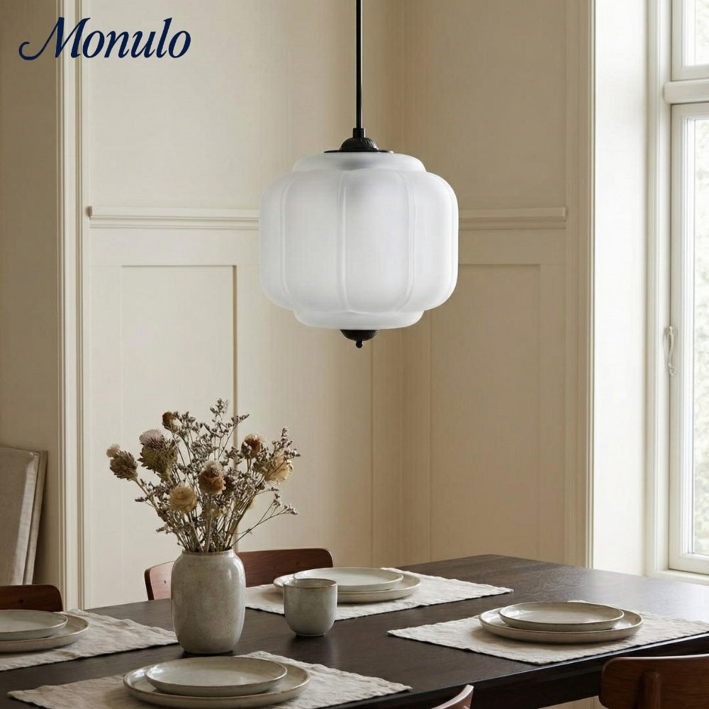 Vintage Melkglazen Hanglamp met Gegolfde Rand – Scandinavische Sfeerverlichting voor Keuken en Slaapkamer | Sansoti