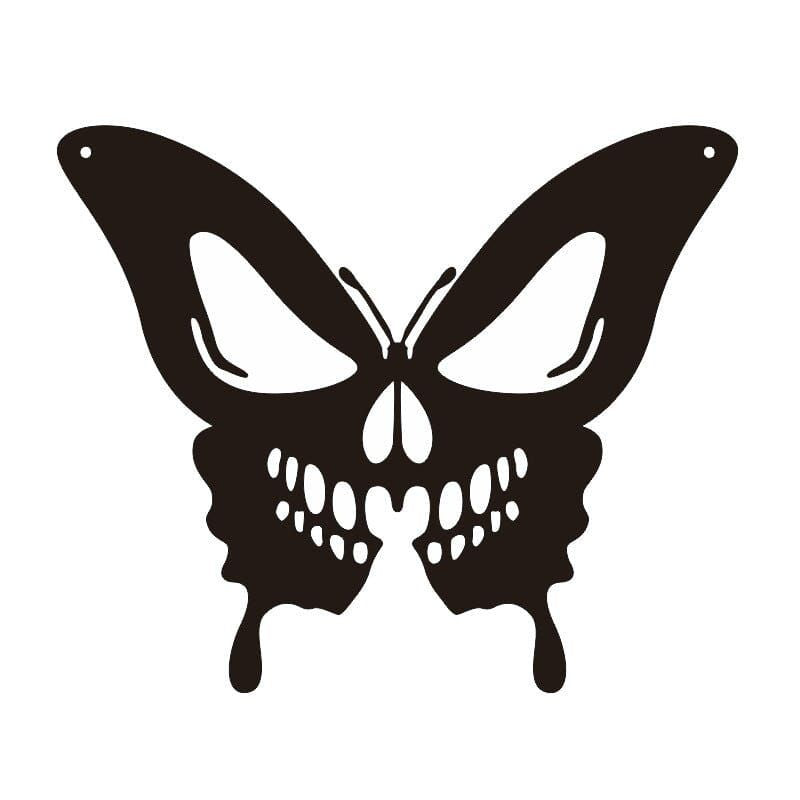 Metalen Vlinder Schedel Wanddecoratie 25x30cm Handgemaakt Gothic Art Mystiek Design Binnen Buiten Tuin | Sansoti