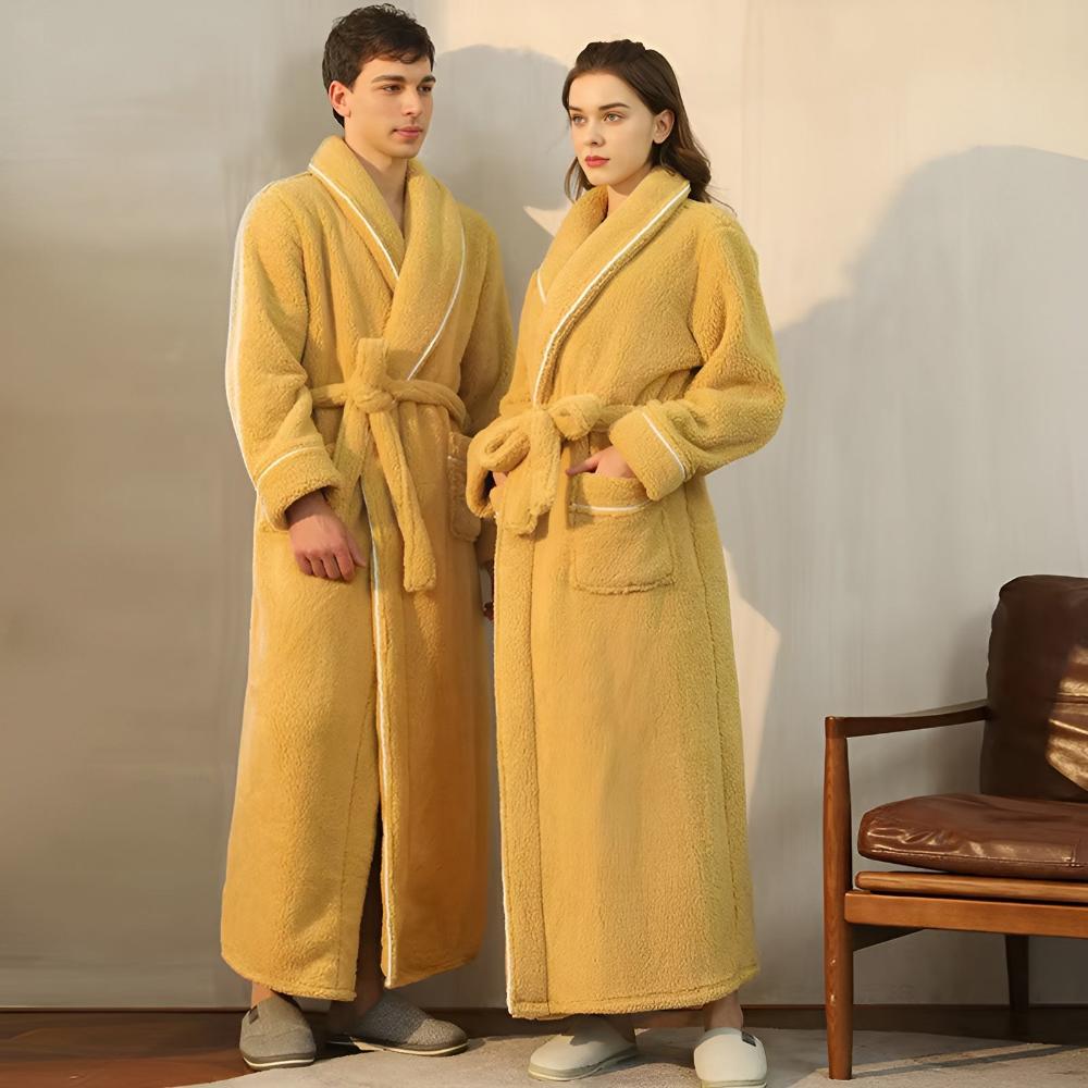 Sherpa Coral Fleece Badjas met Shawlkraag Unisex Loungewear Comfortabel Huis Huispak Zachte Fleece Ochtendjas | Sansoti