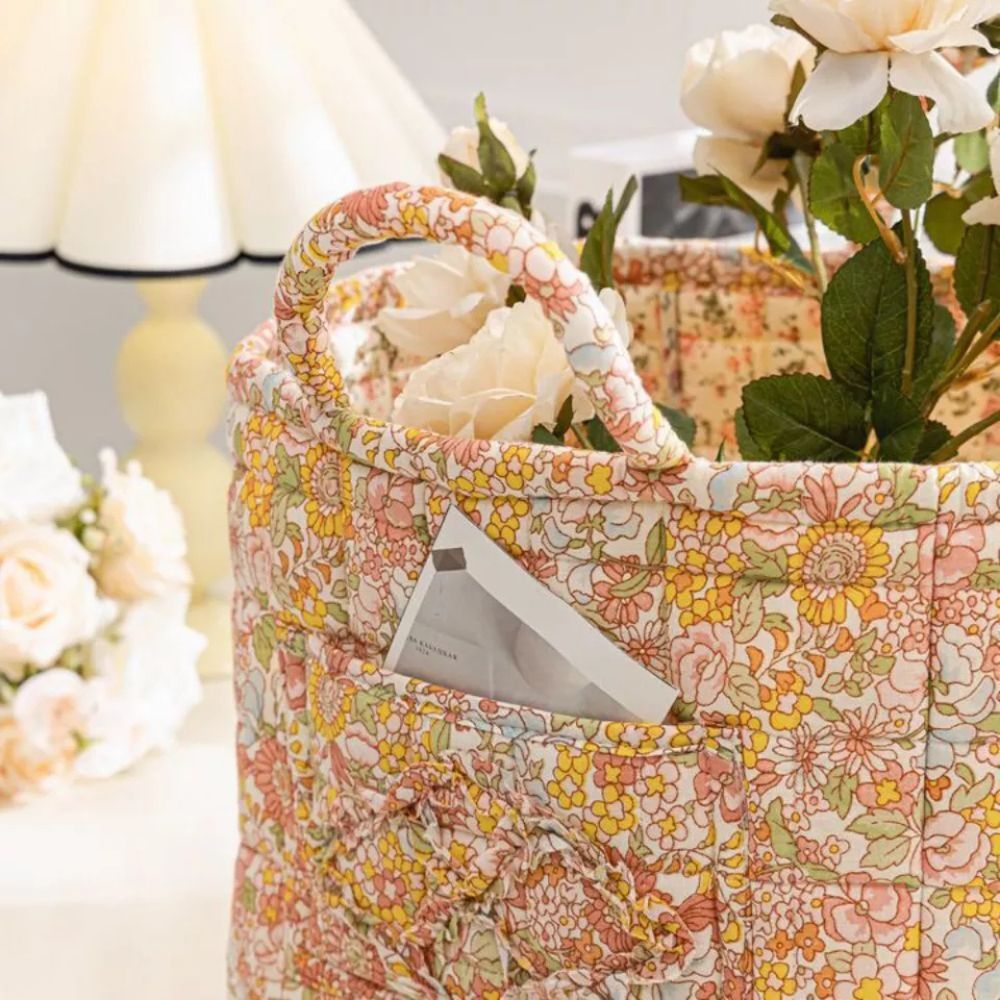 Canvas Opbergmand met Bloemenprint – Praktische Organizer voor Kleine Spullen en Schoenen | Sansoti