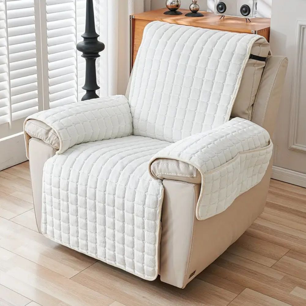 Gequilte Relaxfauteuil Hoes met Opbergzak – Microvezel Beschermhoes voor Recliner Stoel | Sansoti