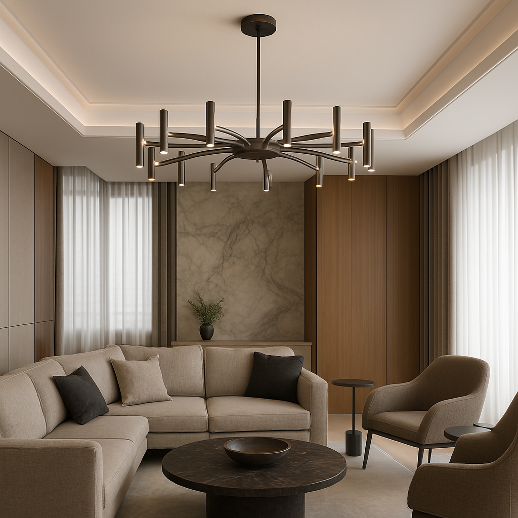 Lustre à 12 lampes, métal noir, 100 cm, pour la salle à manger, le salon et la chambre, suspension moderne avec éclairage LED | Sansoti