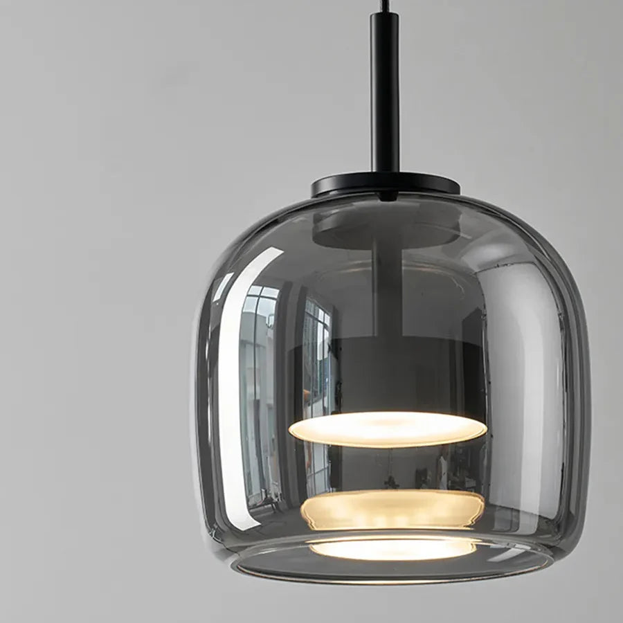 Nordische Hanglamp Glas LED Cognac Rookgrijs Scandinavisch | Sansoti