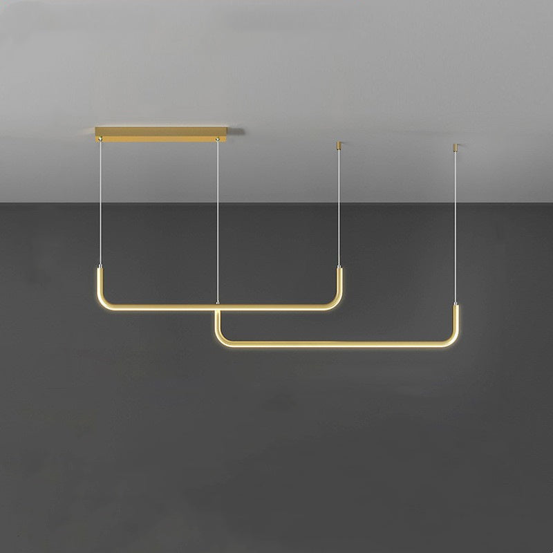 LED-Hängeleuchten Doppelrahmen Linear Modern Schwarz Gold Esszimmer Wohnzimmer Designbeleuchtung Stimmungsvolle Beleuchtung | Sansoti