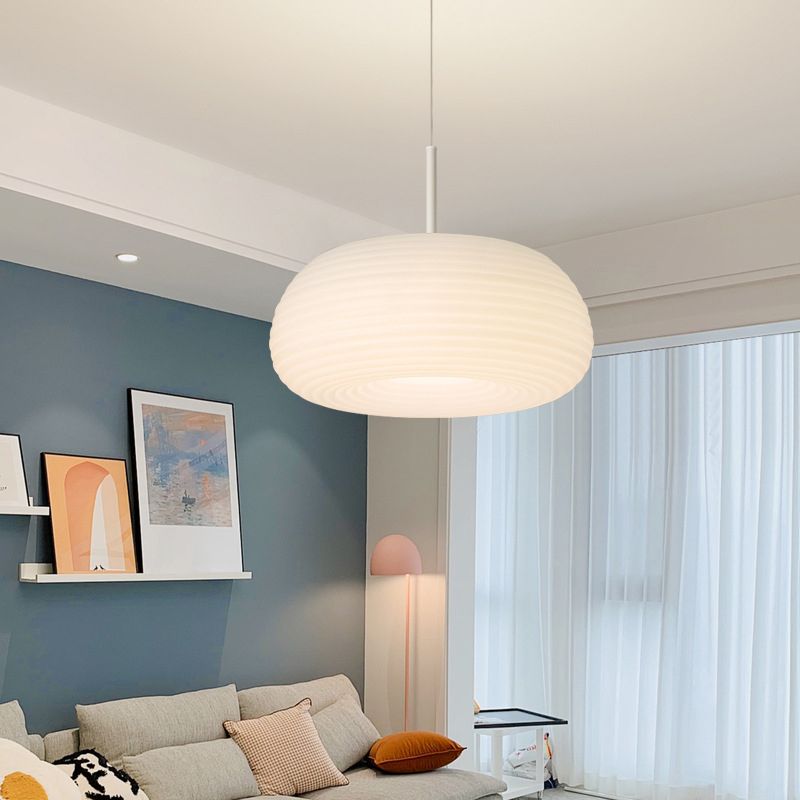 Hanglamp Wit Acryl Ovale Trommel LED Dimbaar Woonkamer Eetkamer Slaapkamer Modern Scandinavisch Design | Sansoti
