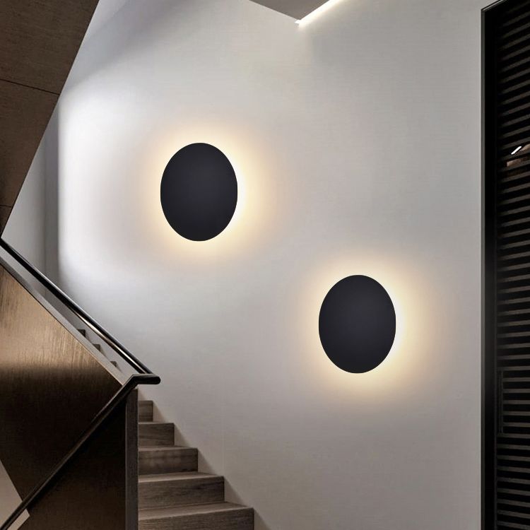Runde Metall-Wandleuchte LED Moderne Strahlen Schwarz Weiß Gold Schlafzimmer Wohnzimmer Designbeleuchtung 20-50cm | Sansoti