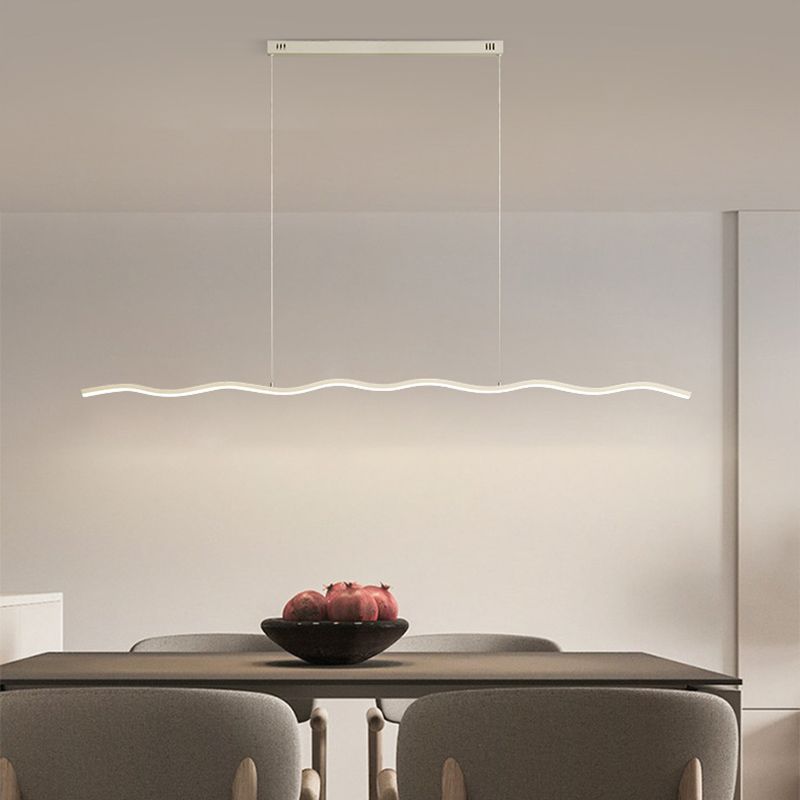 Lineare LED-Pendelleuchte Golf Metall Schwarz Weiß Modern Dimmbar 80-120cm Wohnzimmer Esszimmer Schlafzimmer Beleuchtung | Sansoti