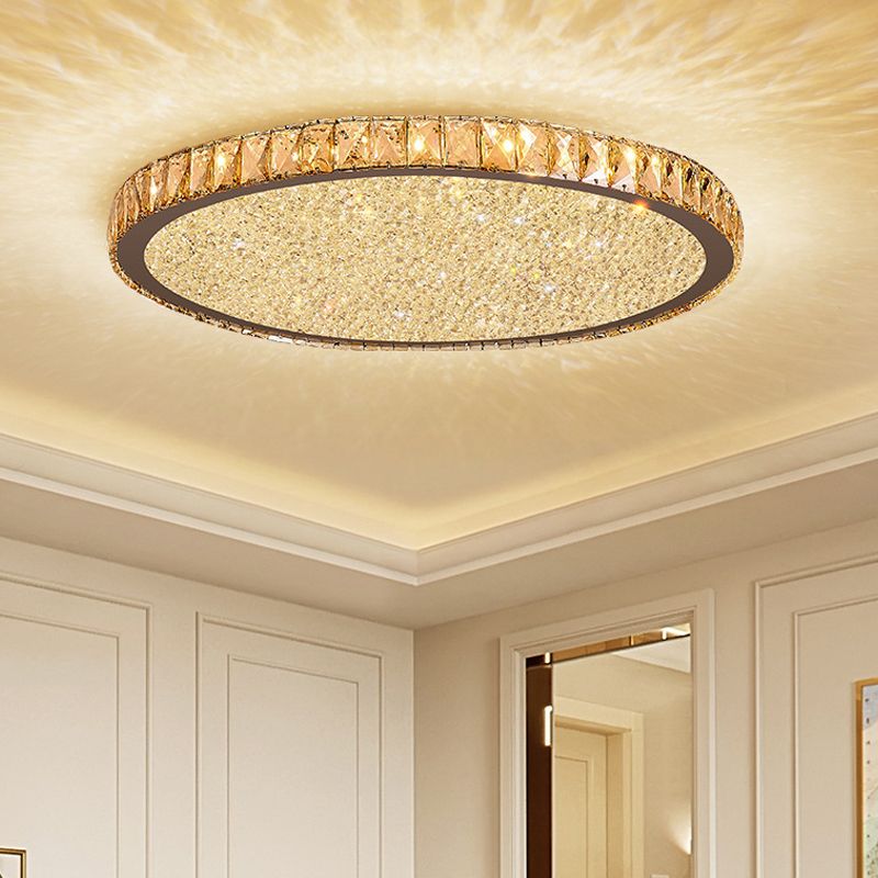 Crystal Ceiling Light Luxury Brass Round LED Light Beam Bedroom Living Room Dining Room Modern Lighting | Sansoti