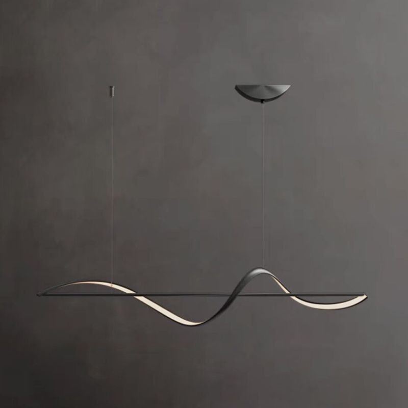 Hanglamp Metaal Golfvorm Minimalistische Design Galerij Messing Zwart LED Dimbaar Woonkamer Slaapkamer Eetkamer | Sansoti
