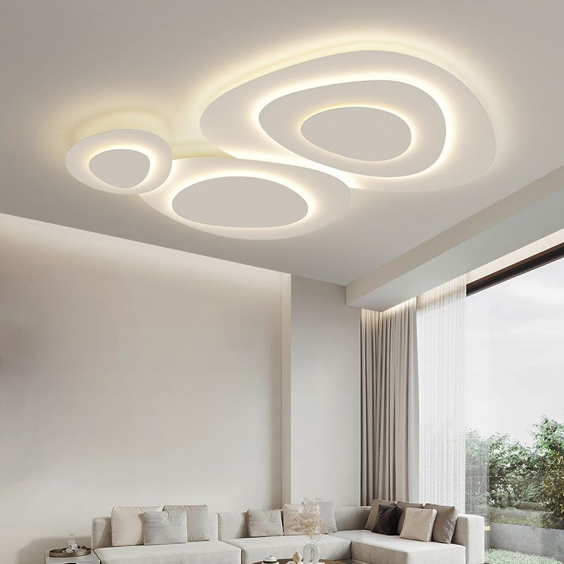 Moderne Plafondlamp Metaal Wit LED 50-110cm Dimbaar Slaapkamer Woonkamer Minimalistische Design Verlichting | Sansoti