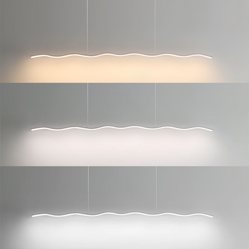 Lineare LED-Pendelleuchte Golf Metall Schwarz Weiß Modern Dimmbar 80-120cm Wohnzimmer Esszimmer Schlafzimmer Beleuchtung | Sansoti