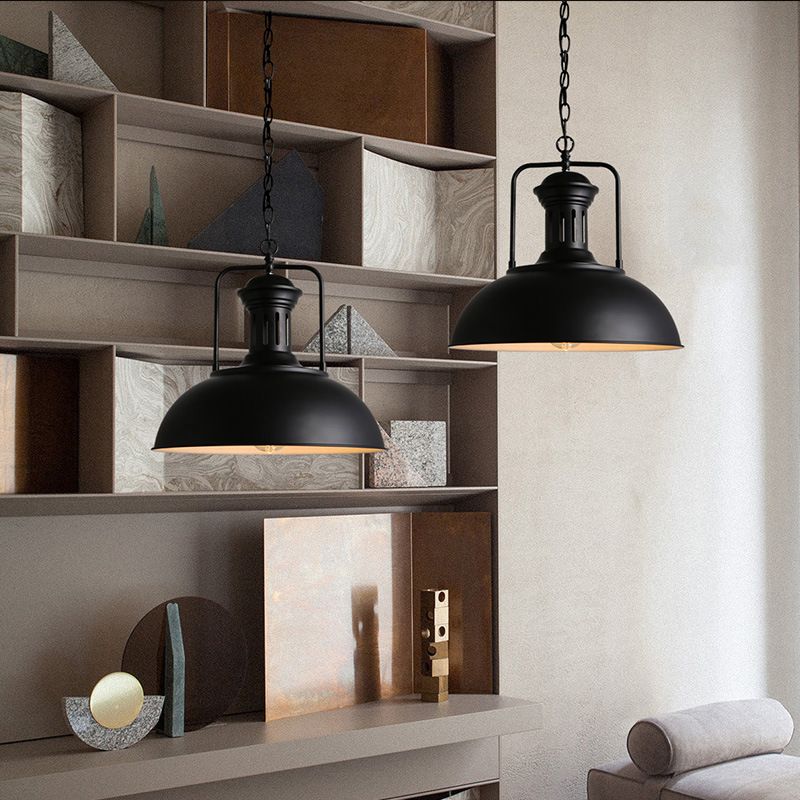 Suspension en métal rustique, design vintage industriel, douille E27, réglable, plafonnier pour cuisine et salle à manger | Sansoti