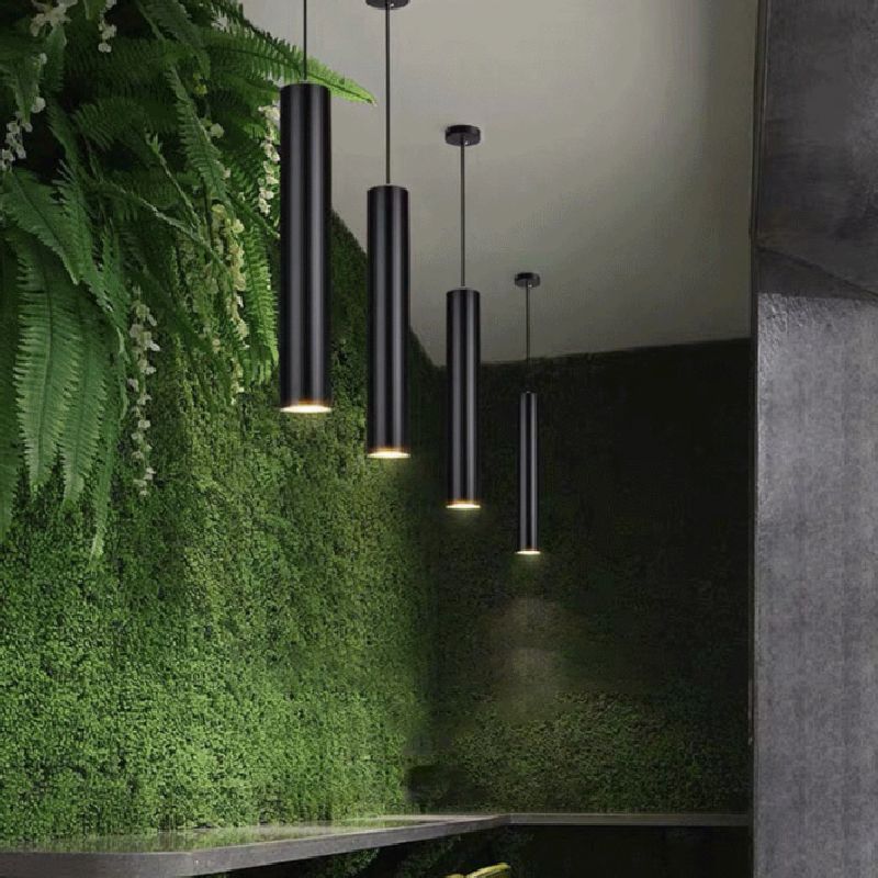 Hanglamp Cilinder Metaal Zwart Lineair Design Woonkamer Eetkamer Scandinavische Stijl Moderne Verlichting | Sansoti