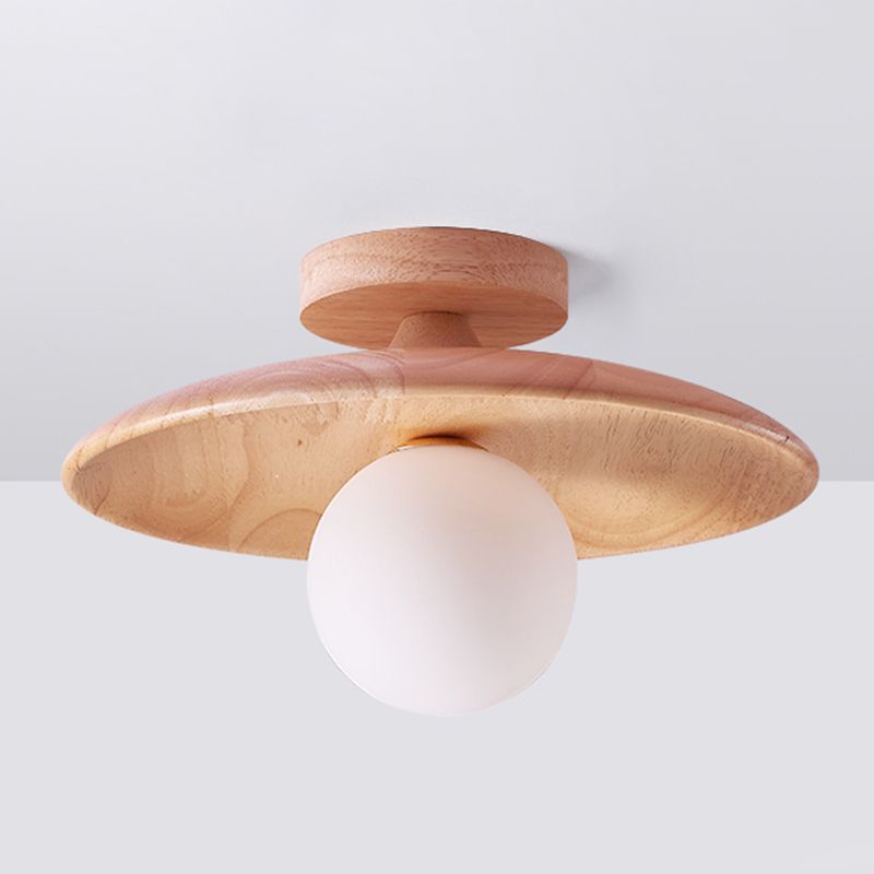 Deckenleuchte Holz Glas Aufbau 18-28 cm G9-Fassung Küche Flur Schlafzimmer Natürliche Holzmaserung Modern Skandinavisch | Sansoti