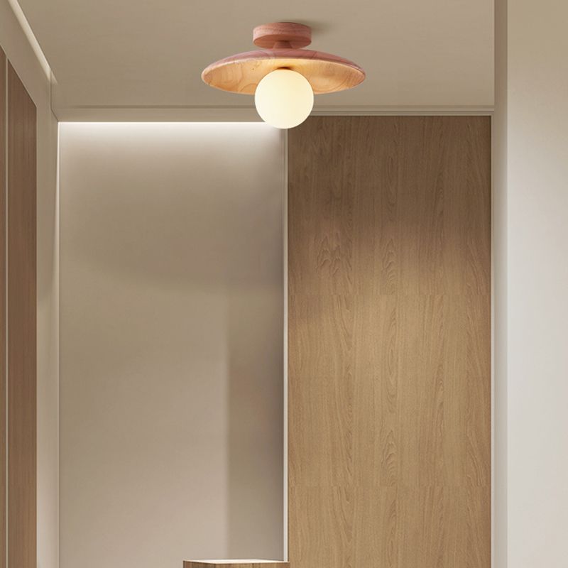 Deckenleuchte Holz Glas Aufbau 18-28 cm G9-Fassung Küche Flur Schlafzimmer Natürliche Holzmaserung Modern Skandinavisch | Sansoti