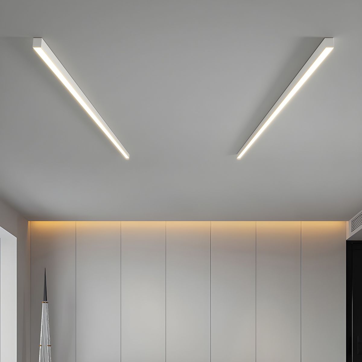 LED Deckenleuchte Schwarz Langgezogen Modern für Wohnzimmer Flur Schlafzimmer Minimalistische Deckenbeleuchtung Innen | Restfield