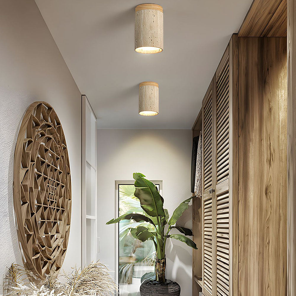 Cilestic Plafondlamp Travertin Hout E27/E26 Beige Hal Slaapkamer Woonkamer Scandinavisch Modern Design Natuurlijke Plafondverlichting | Sansoti