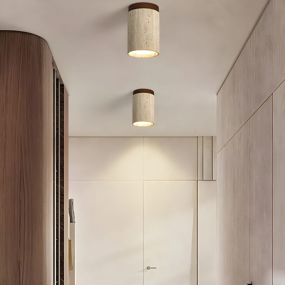 Cilestic Plafondlamp Travertin Hout E27/E26 Beige Hal Slaapkamer Woonkamer Scandinavisch Modern Design Natuurlijke Plafondverlichting | Sansoti