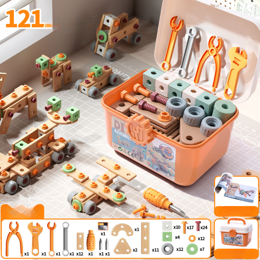 Houten Speelgoed Gereedschapsset voor Kinderen Constructieset met Koffer & Accessoires | Sansoti