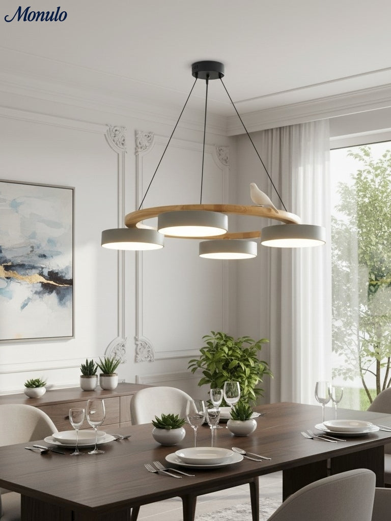 Decoratieve Vogelkroonluchter met Gekleurde Cirkels voor Eetkamer en Woonkamer | Sansoti