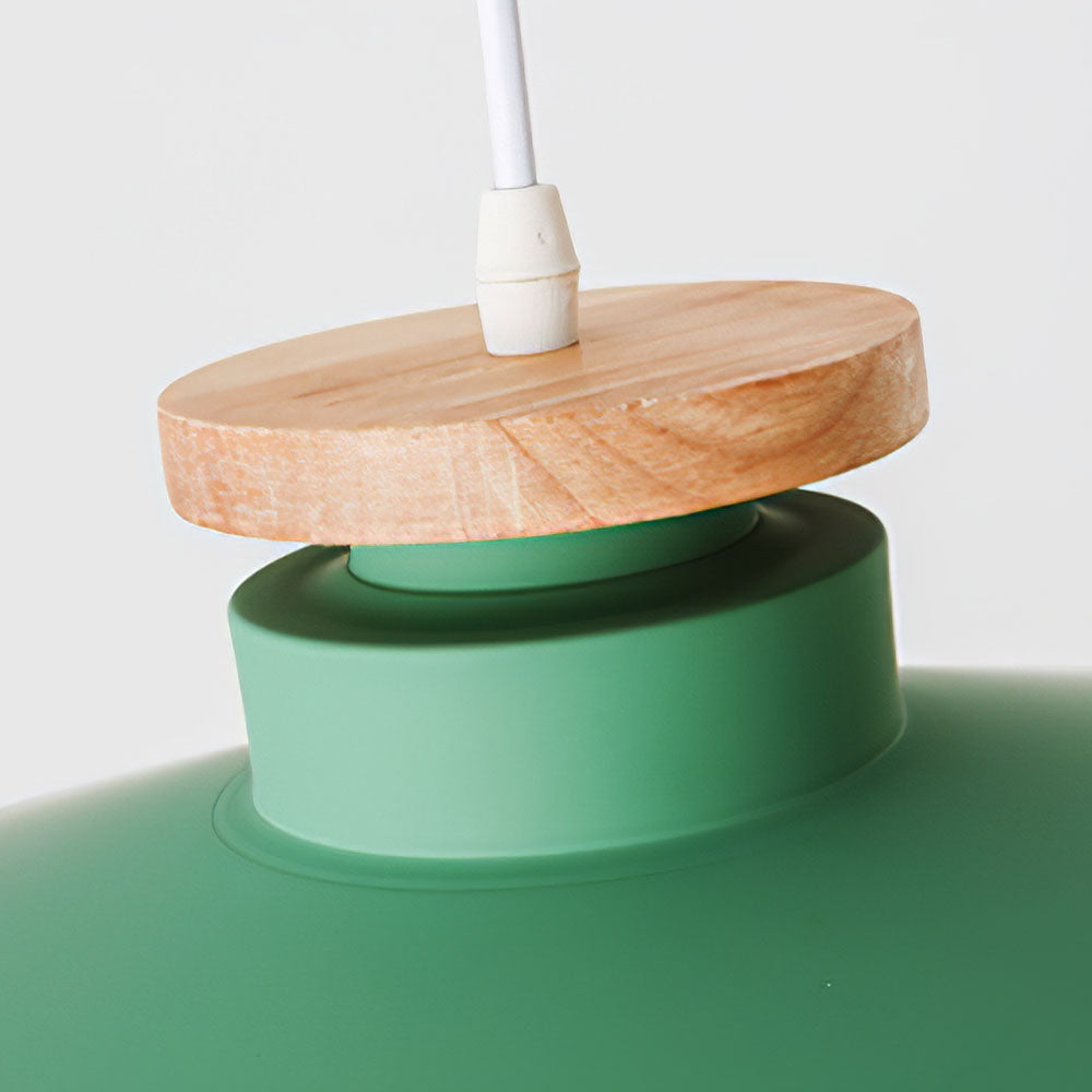 Hanglamp met Houten Kap en Aluminium Accent – Scandinavisch Design voor Eetkamer en Woonkamer | Sansoti