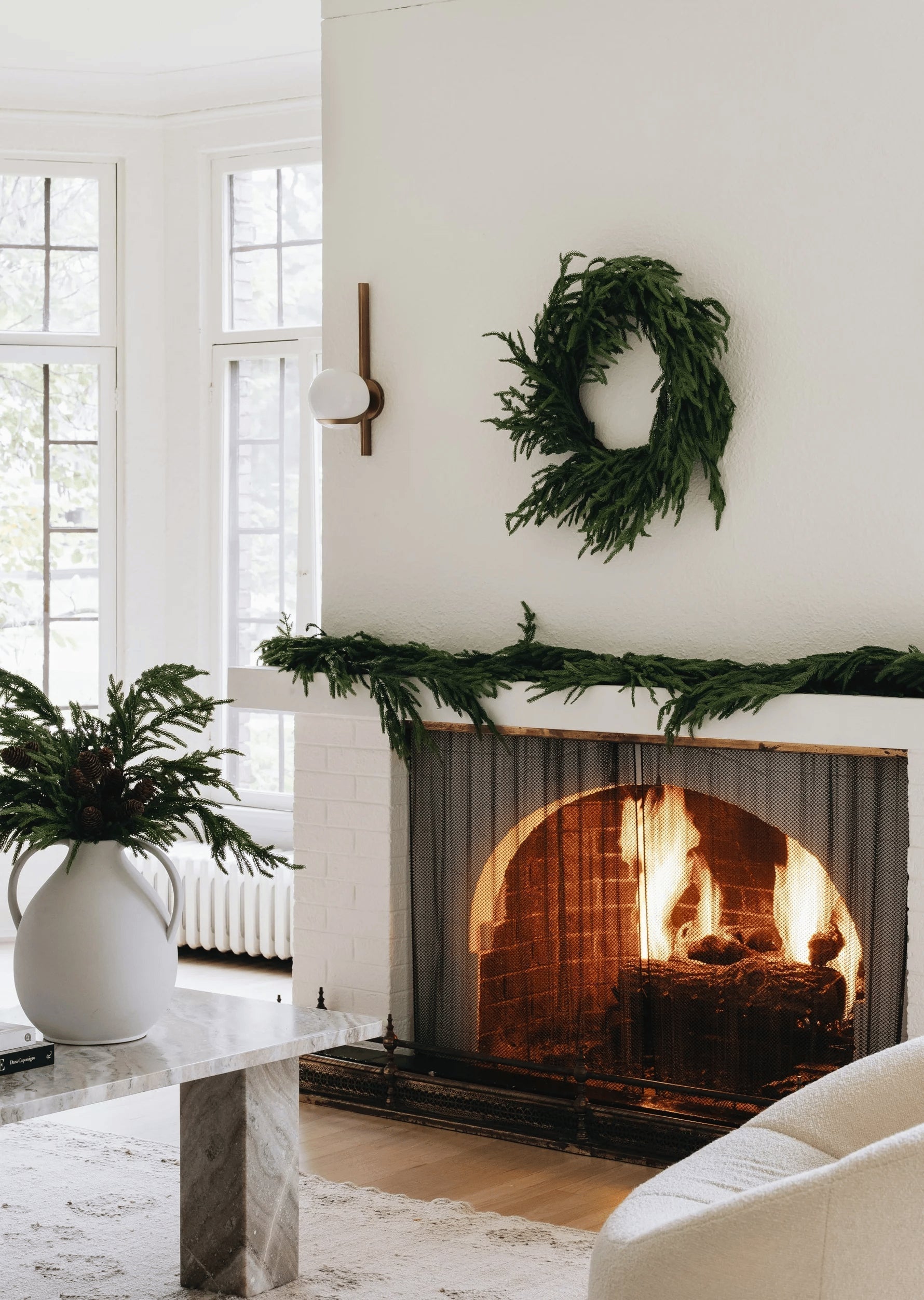 Guirlande de Noël artificielle en branches de sapin, 120-270 cm, dense, verte et flexible, décoration intérieure et extérieure pour porte, escalier ou cheminée | Sansoti