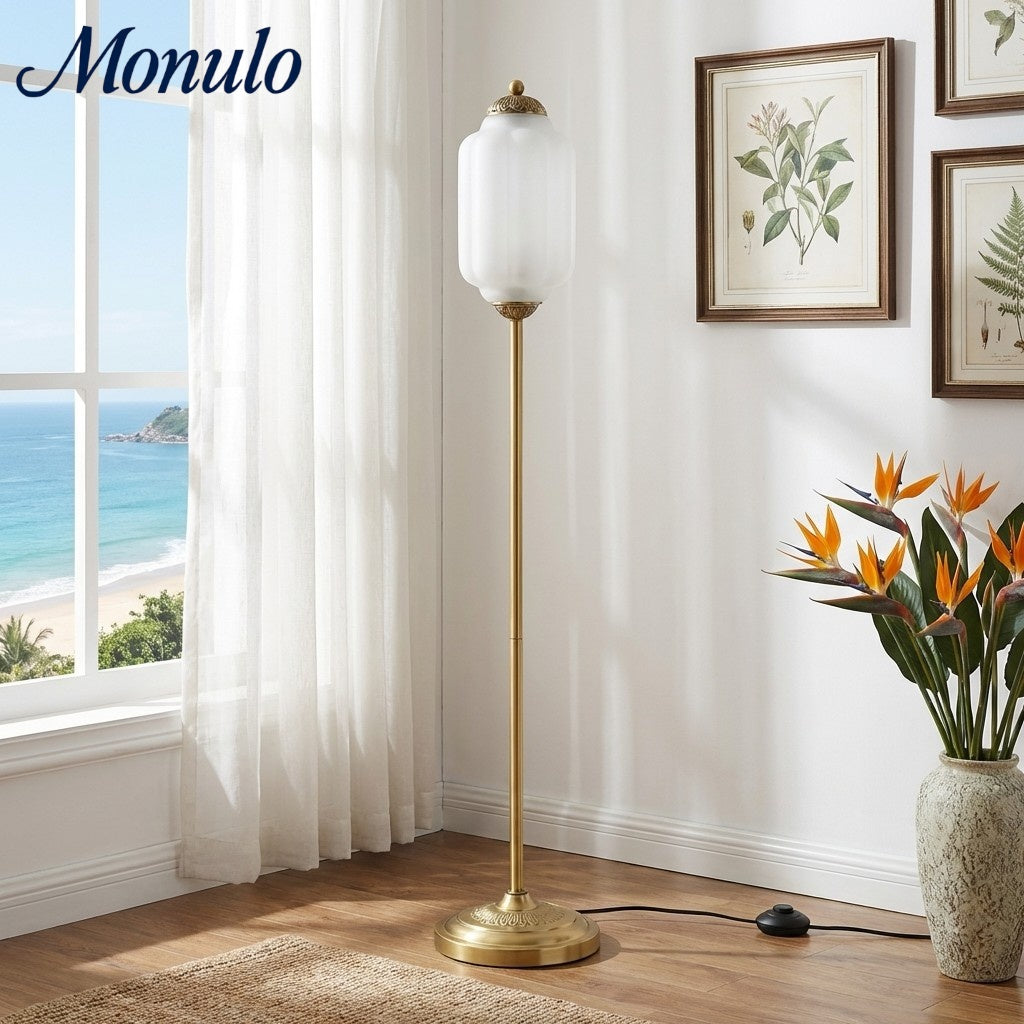 Decoratieve Glazen Pompoen Vloerlamp Retro Organische Stijl Woonkamer Staande Lamp | Sansoti