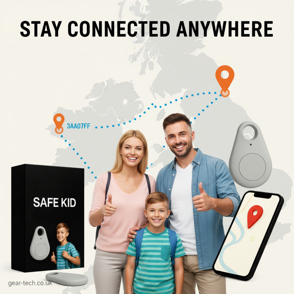Kinder GPS-Tracker Waterdicht met Real-Time Locatie & SOS-Alarm | Klein, Licht, Draagtasje en Beveiligingsfuncties | Sansoti