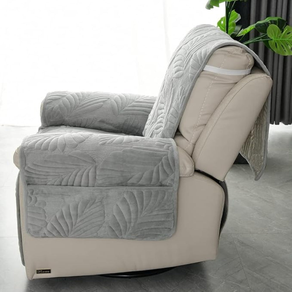 Stoelhoes voor Relaxstoel met Bladpatroon – Universele Slipcover voor Fauteuil Bescherming tegen Vlekken – Antislip Hoes met Groen Motief | Sansoti