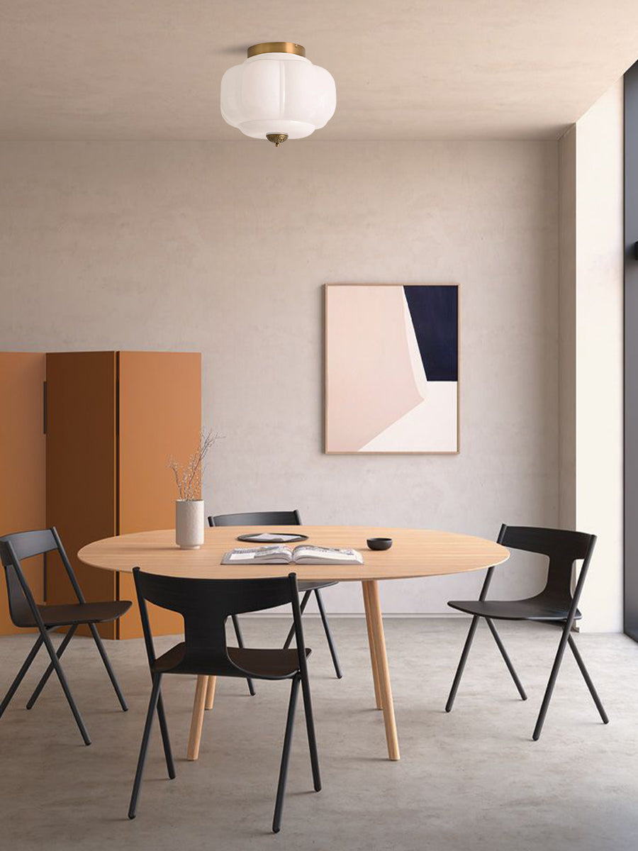 Retro Plafondlamp met Melkglazen Kap – Verfijnde Semi-Flush Mount Verlichting voor Moderne Interieurs | Sansoti