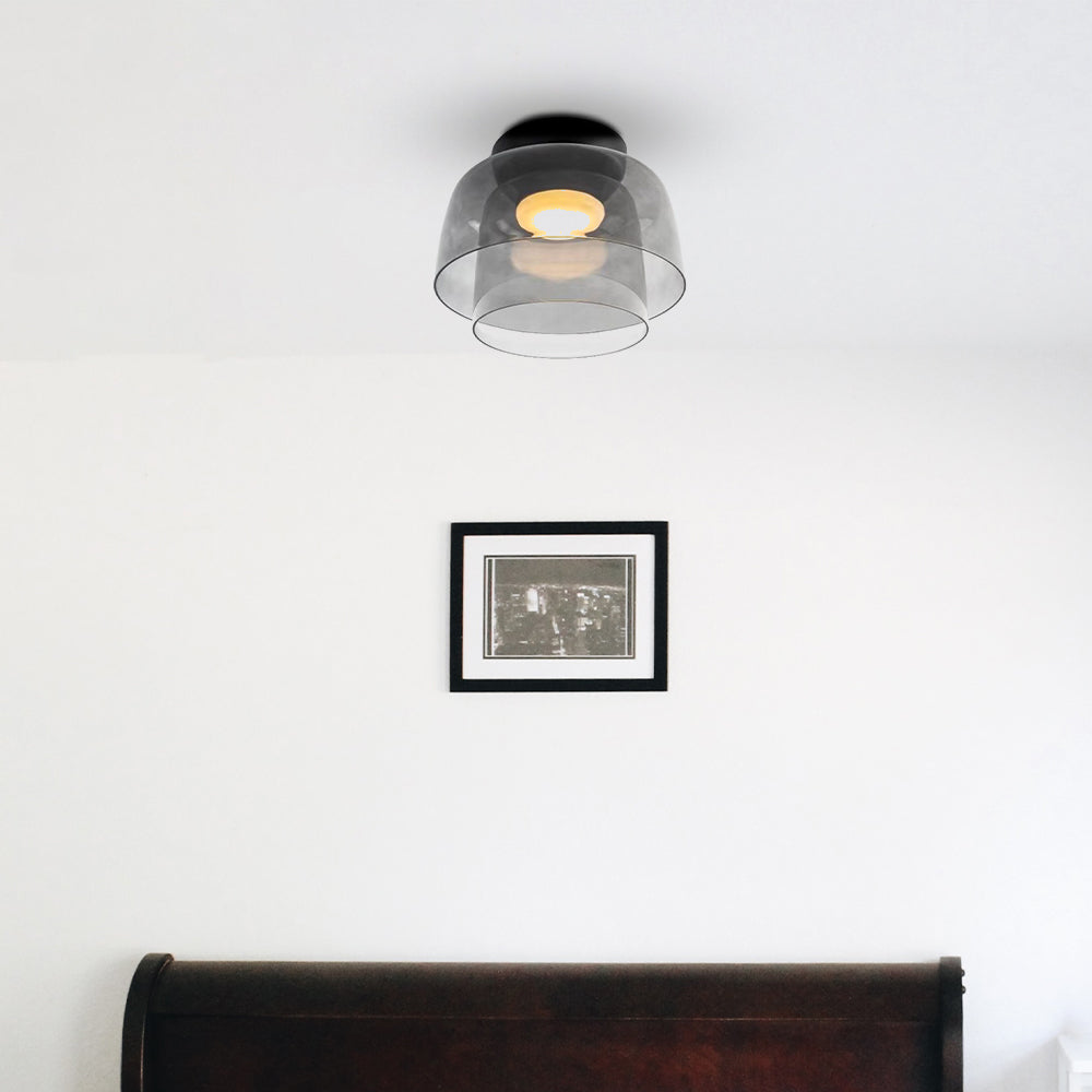 Design Glazen Plafondlamp met Gelaagde Structuur — Elegant Lichtspel voor Eetkamer, Woonkamer en Slaapkamer | Sansoti