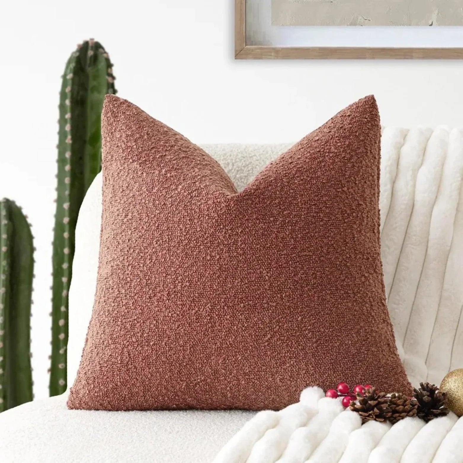 Kissenbezug Bouclé Luxus 45x45 Weiches Minimalistisches Design | Restfield