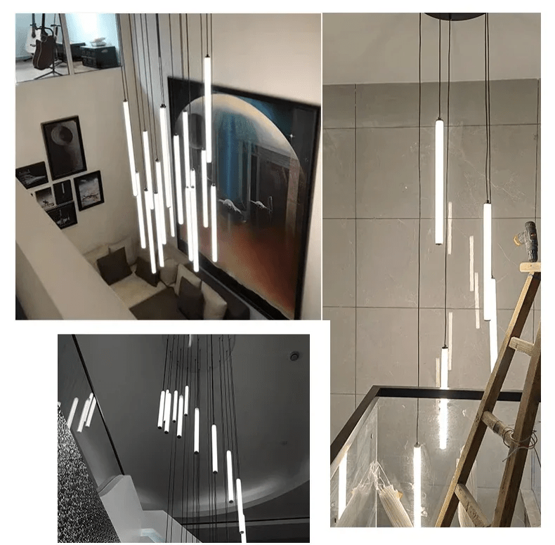 Suspension escalier plafond haut spirale LED multi-lumières moderne | Restfield