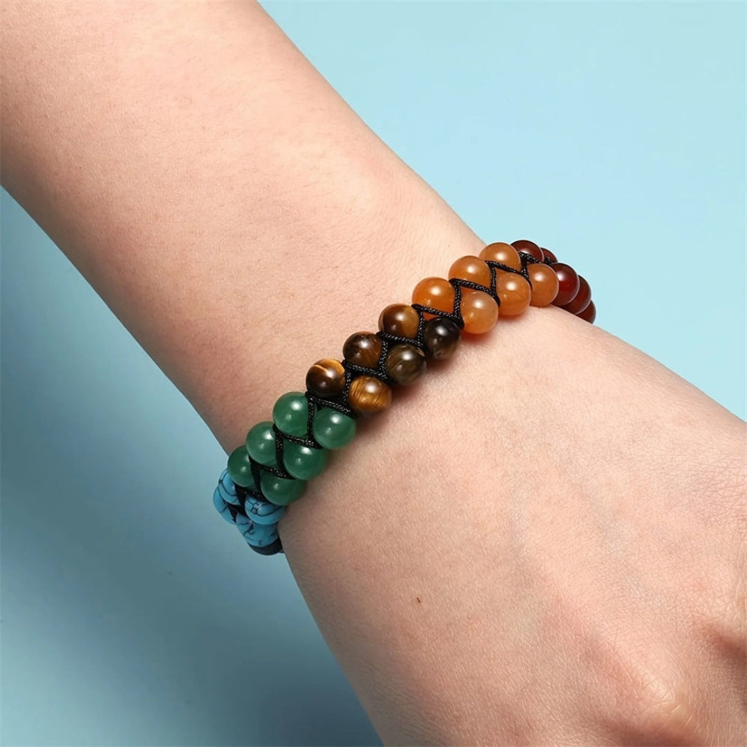 Verstellbares Chakra-Armband Naturstein-Energieperlen Meditation Yoga Spiritualität Wohlbefinden Unisex-Schmuck | Sansoti