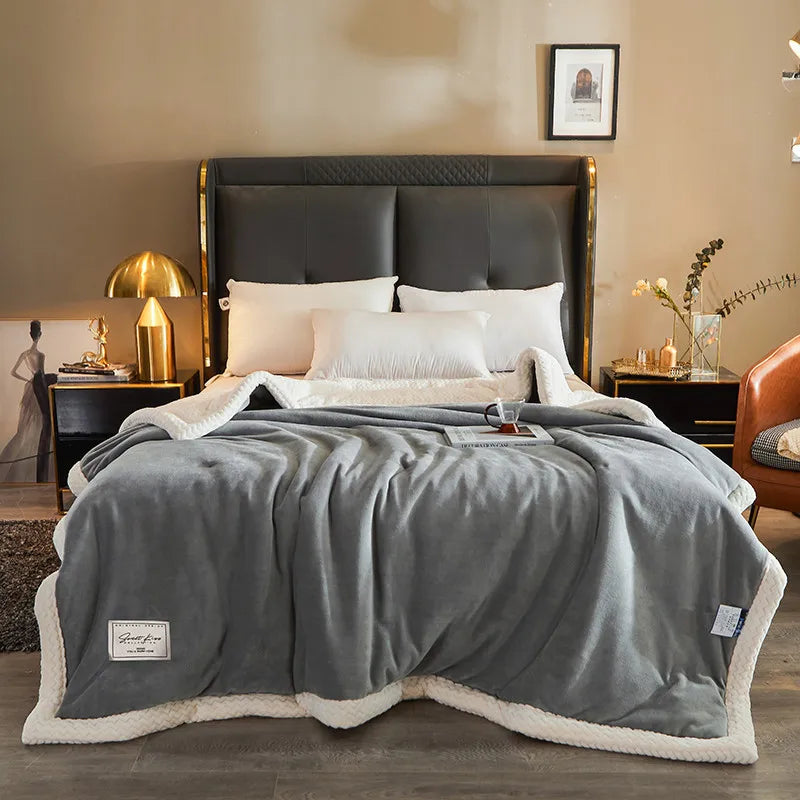 Soft Fleece Blanket for Double Bed 150x200 cm Warm Throw Winter Blanket Sofa Living Room Bedroom Couch | Sansoti