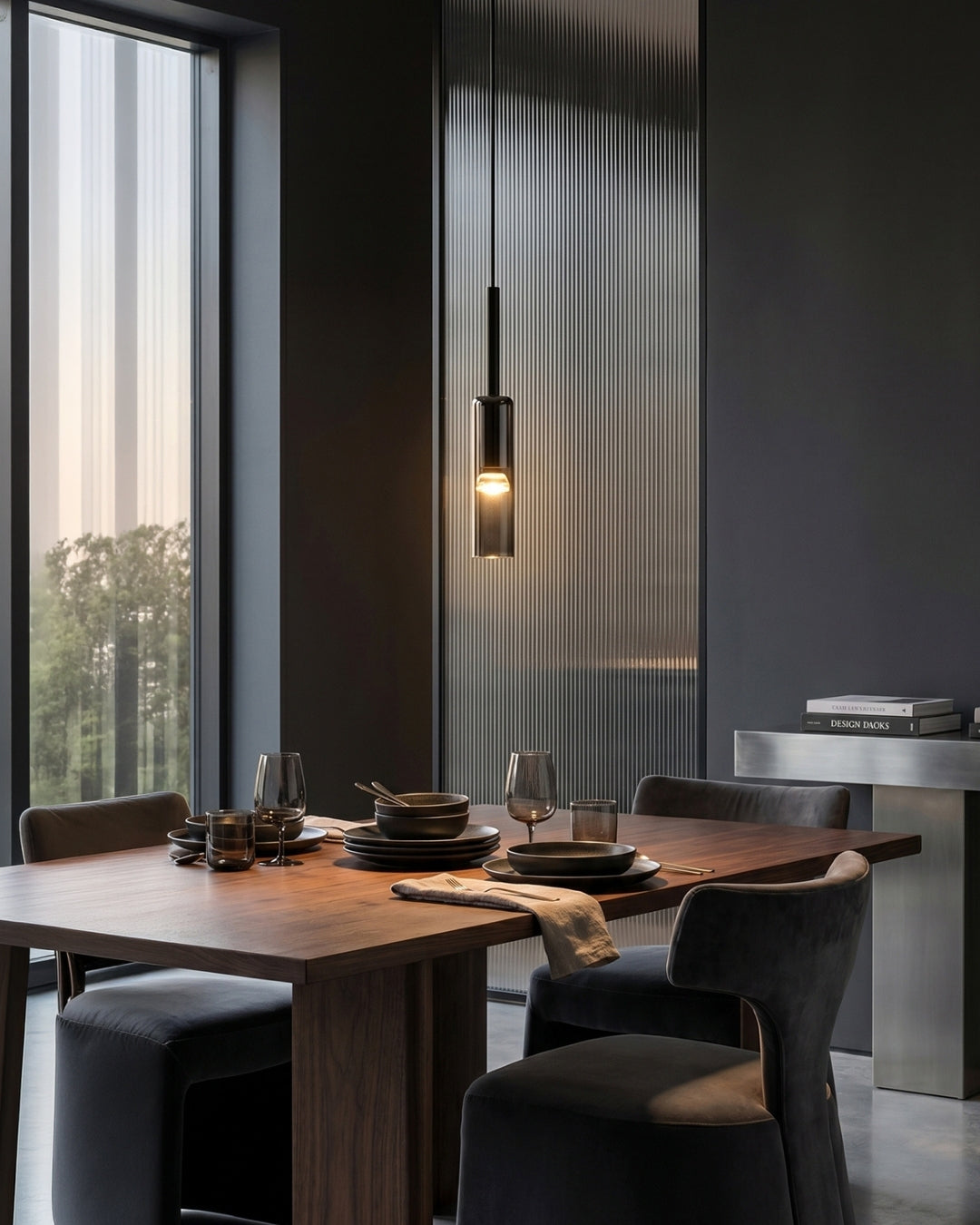 Gerookte Glazen Hanglamp met Minimalistische Metalen Structuur – Moderne Sfeerverlichting voor Eetkamer, Slaapkamer en Woonkamer | Sansoti