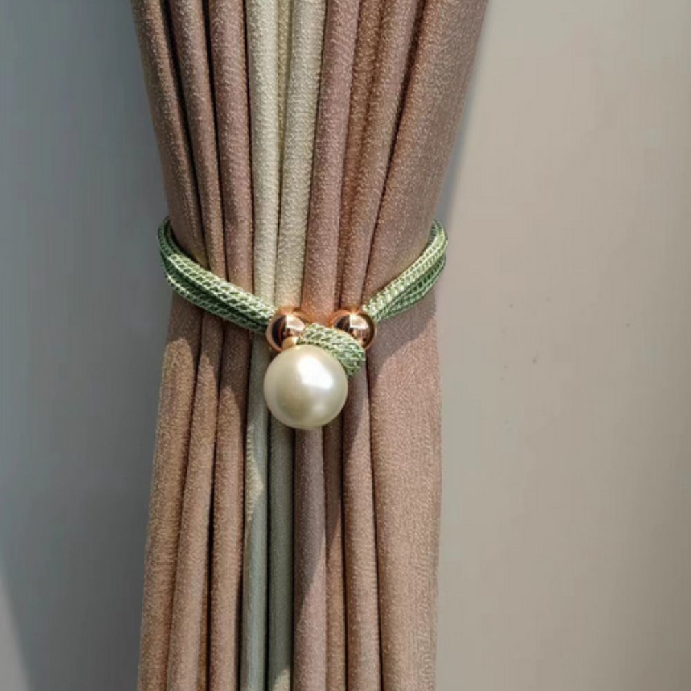 Decoratieve Gordijnomarmers met Parelaccent – Set van 2 Stuks – Verstelbare Touwhouders voor Woonkamer Slaapkamer – Elegante Raamversiering | Sansoti