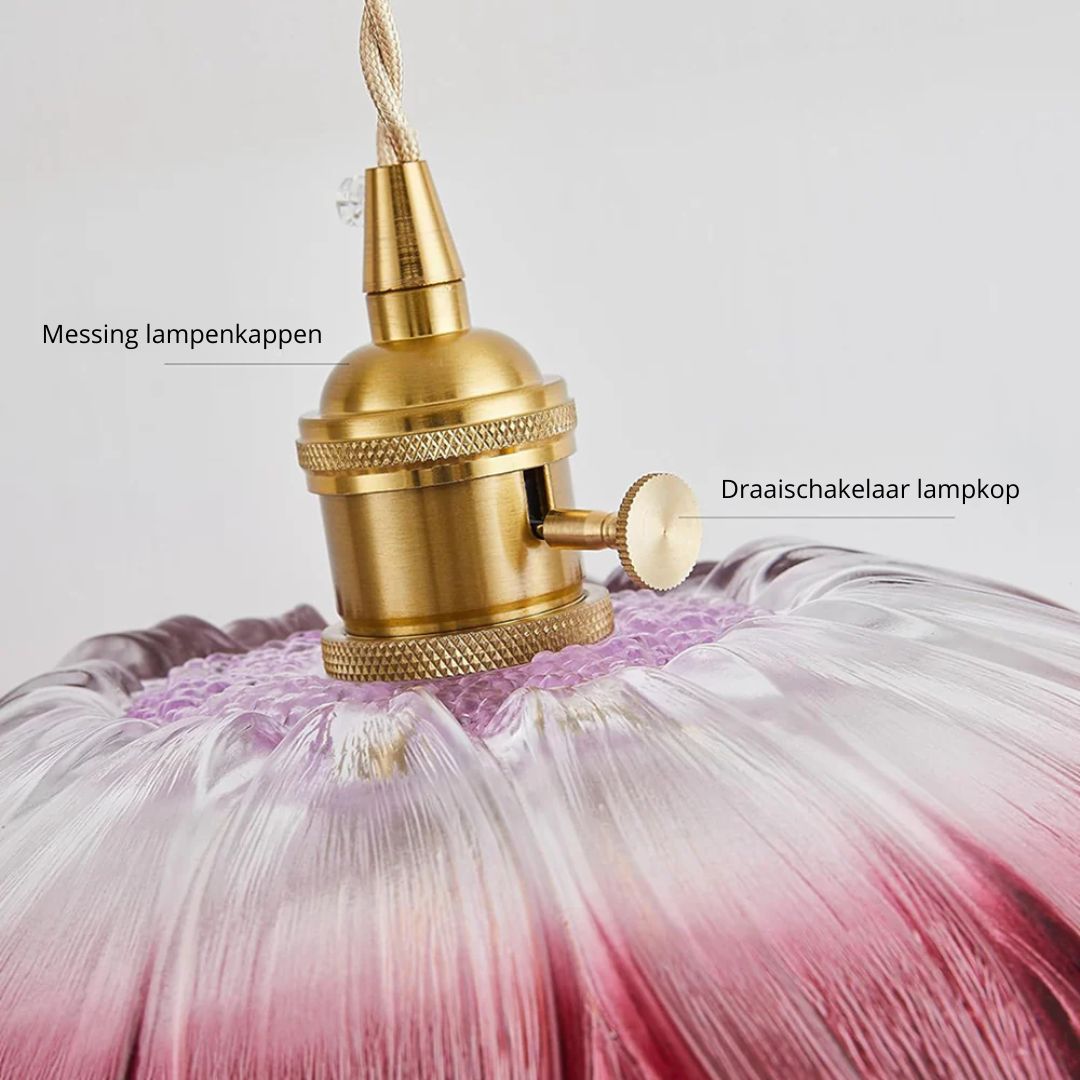 Sansoti | Cullivan Bloemvormige Hanglamp – Glazen Hanglamp met Gouden Fitting voor Woonkamer & Eetkamer