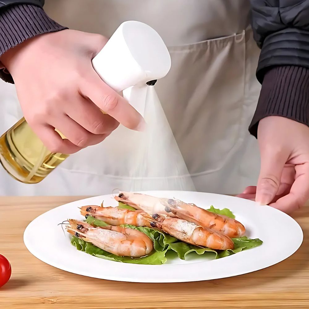 Oliespray Fles Glas 100ml Zwart Keuken Sprayfles Olie Azijn Airfryer BBQ Salade Verstuiver Navulbaar | Sansoti