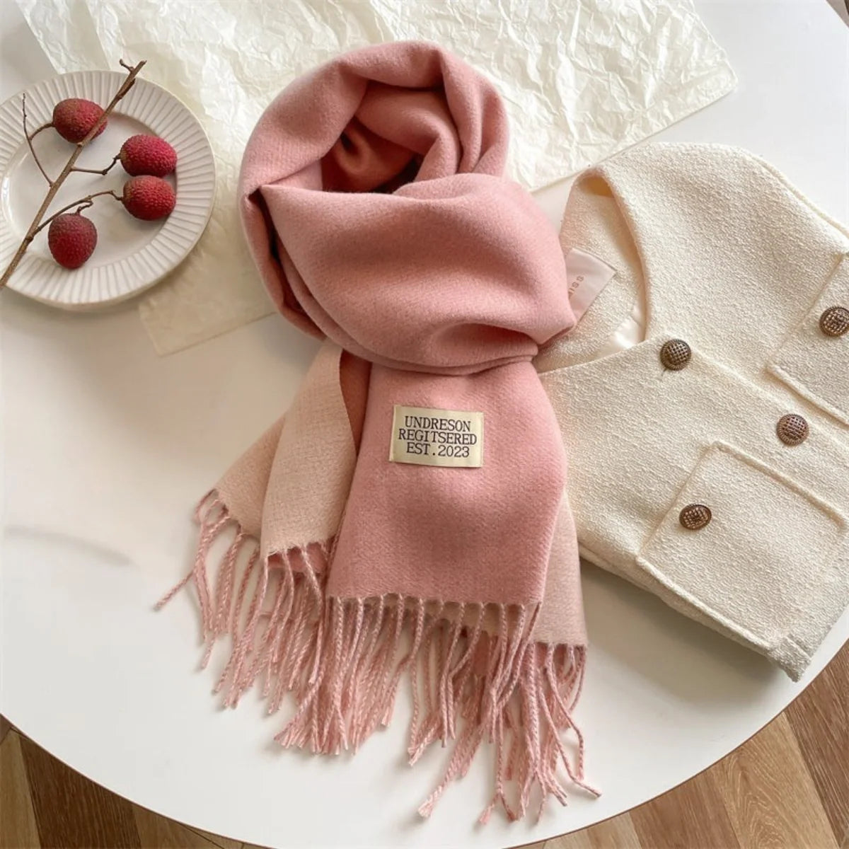Étole réversible en laine pashmina à franges pour femme, écharpe d’hiver chaude, châle doux et élégant | Sansoti
