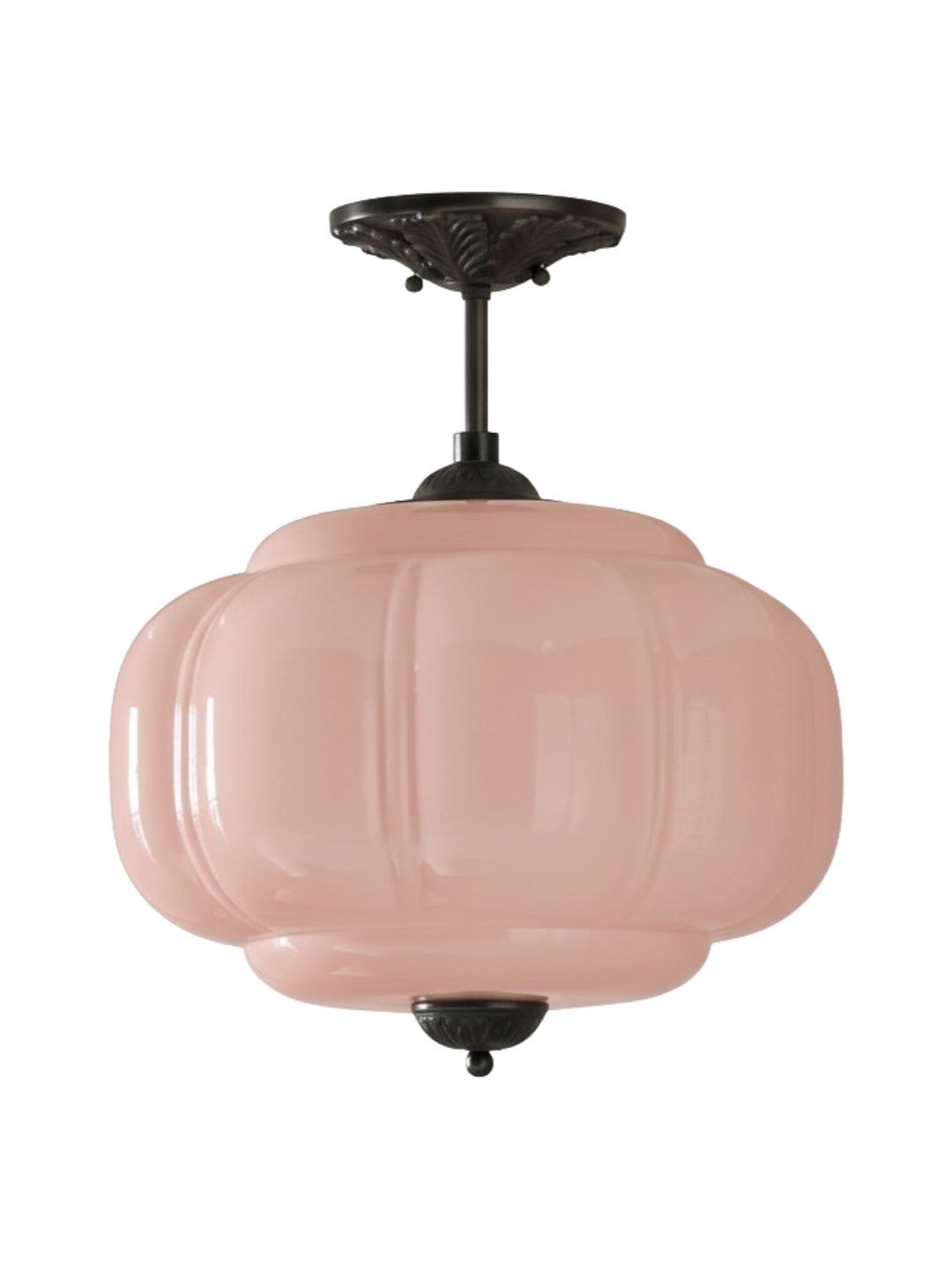 Vintage Melkglas Plafondlamp Geschulpt Rand Wit Roze Groen Blauw Helder Mat Glas Semi-Flush Hanglamp Messing Zwart Finish | Sansoti