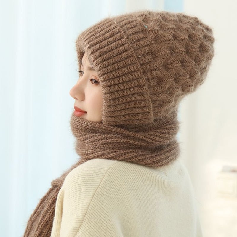 Wintermütze mit Gesichts- und Ohrwärmern Fleece-gefüttert Winddicht Gestrickt Unisex-Winteraccessoire | Sansoti